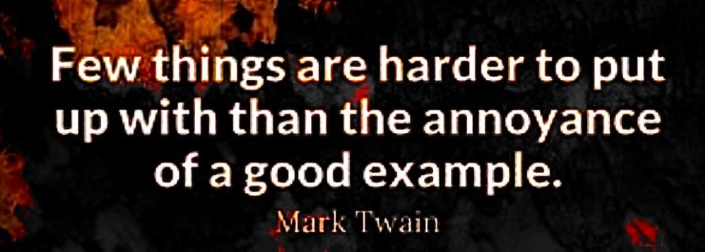 Quote supporting Live, love, and lead by example" Few things are harder to put up wiht than the annoyance of a good example." Mark Twain