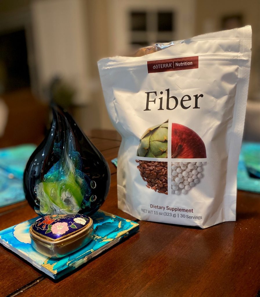 Picture of bag of doTERRA fiber supplement: Ten Tips to Restore Gut Health include using a high-quality fiber supplement.