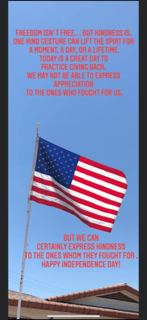  Picture of American Flag: My grocery store Random Act of Kindness Collaboration inspired this 4th of July Quote